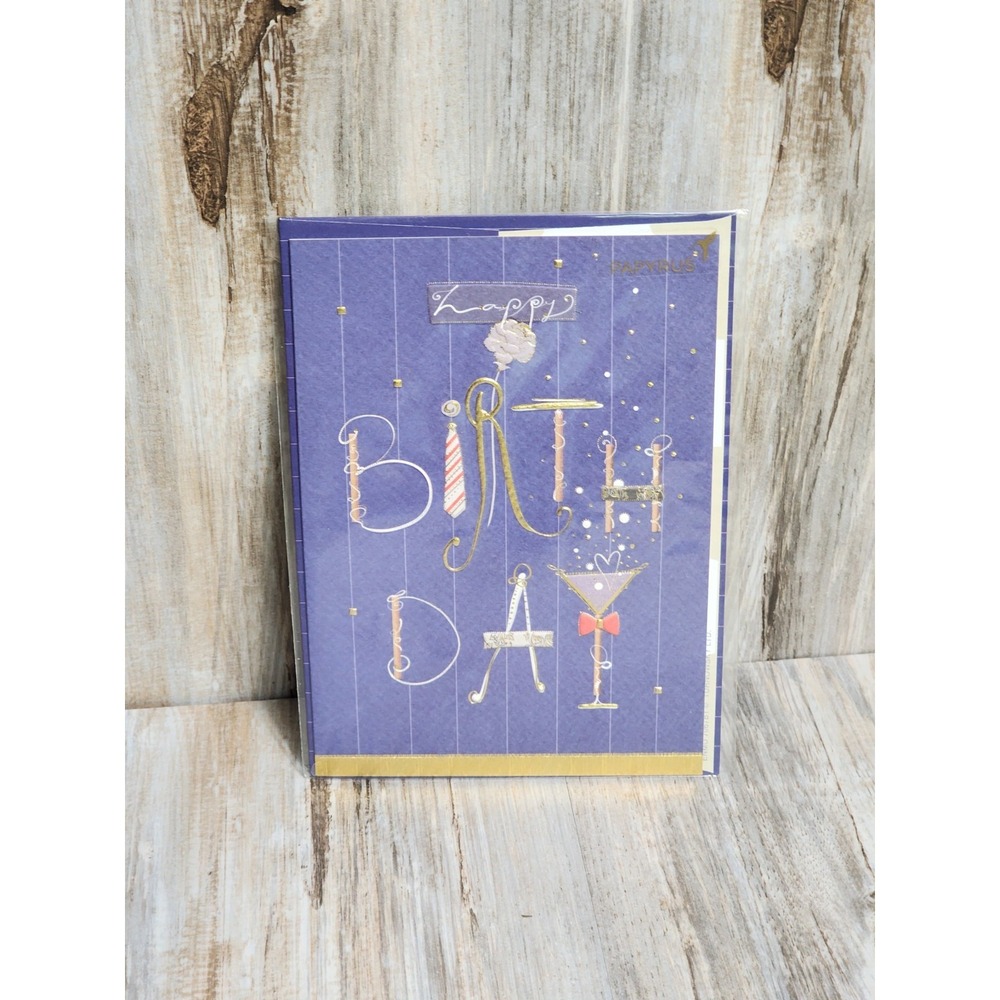 Papyrus RARE Turnowsky Embossed GOLD Floral Birthday Party Card Older Design
